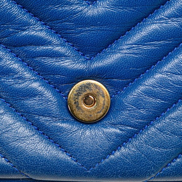 Saint Laurent YSL Monogram Baby Chai Chain Shoulder Bag 399289 Blue Leather W... - Picture 4 of 12